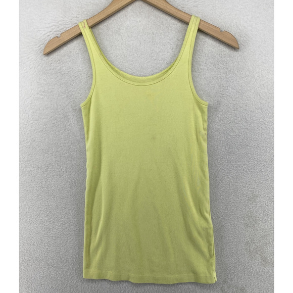 EILEEN FISHER Tank Top XS Organic Cotton Ribbed Jersey Cami Scoop Neck Yellow - Picture 1 of 16